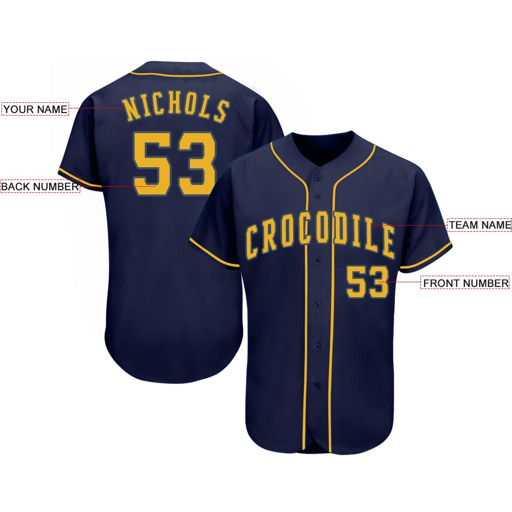 Custom Navy Gold Baseball Jersey – Fiitg