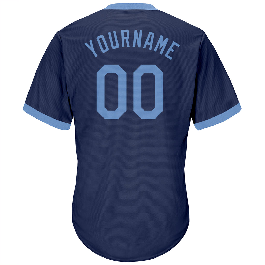 Custom Own Navy Light Blue Authentic Baseball Stitched Jersey Free ...