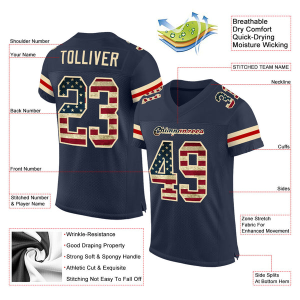 Custom Navy Vintage USA Flag-White Authentic Baseball Jersey