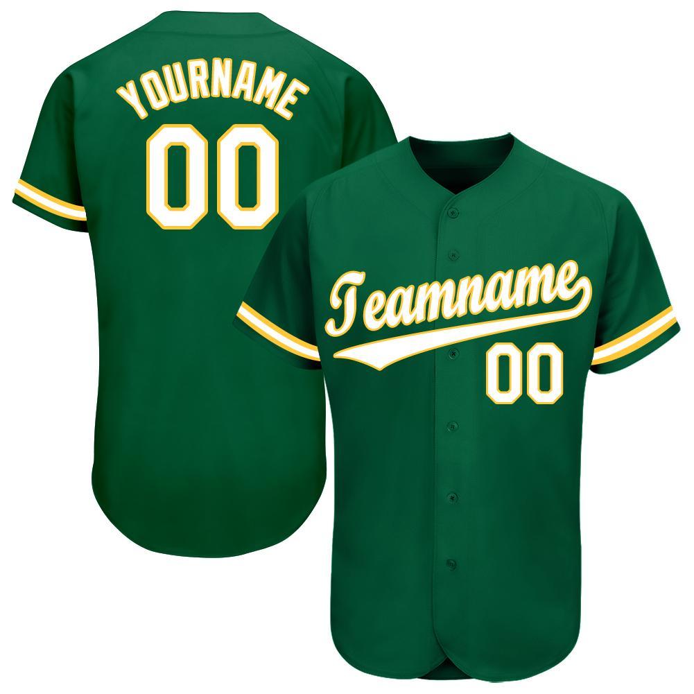 Kelly Green White-Gold Baseball Jersey 