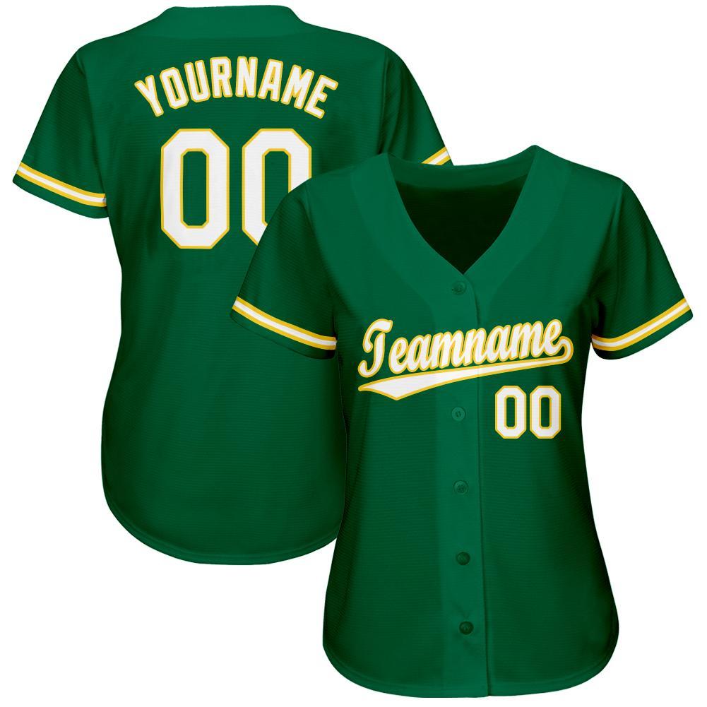 Kelly Green White-Gold Baseball Jersey 