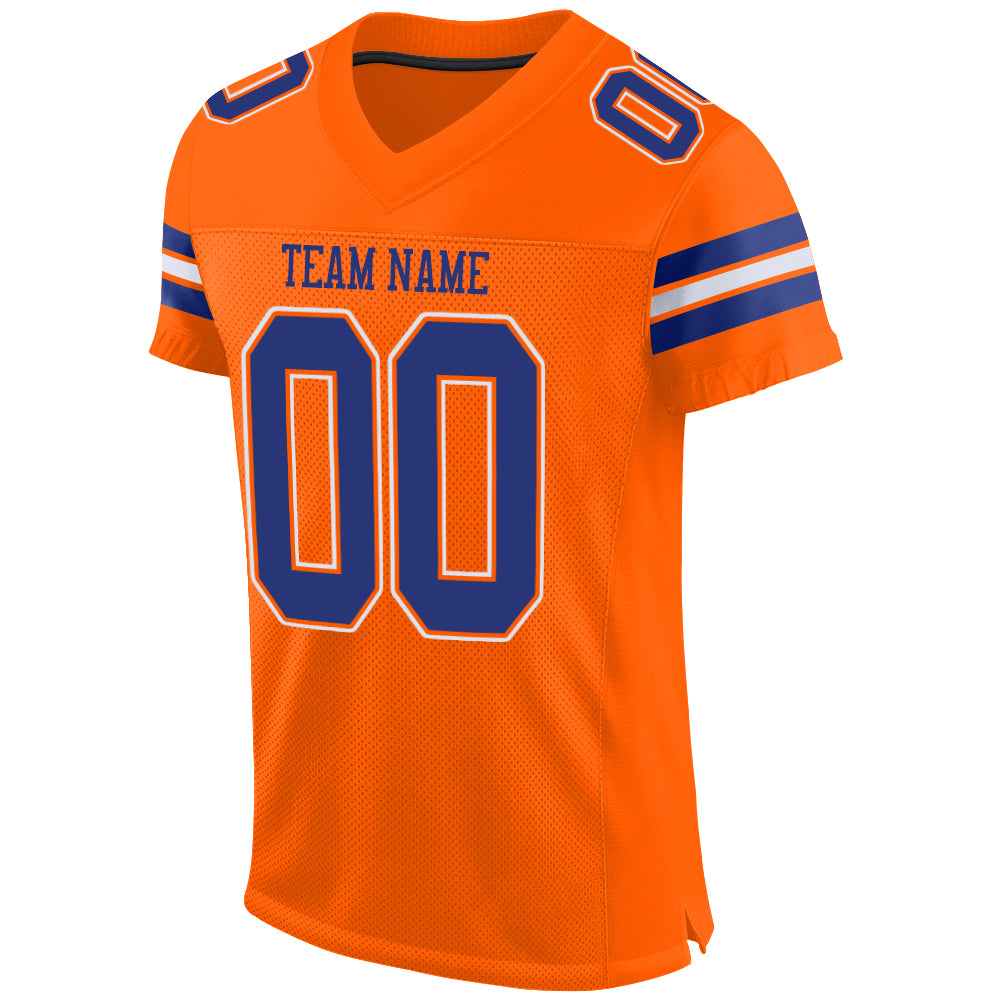 Custom Orange Royal White Mesh Authentic Football Jersey Fiitg 5160