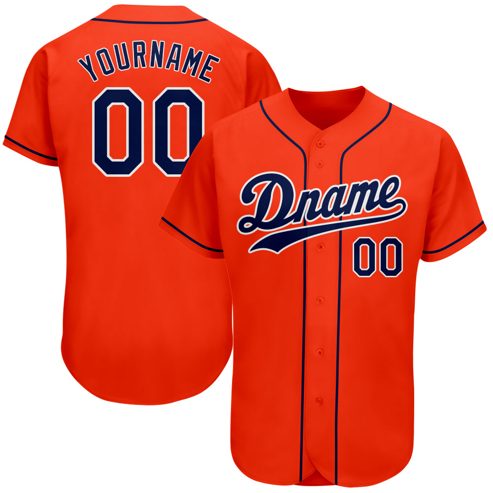 Custom Orange Navy-White Authentic Baseball Jersey – Fiitg
