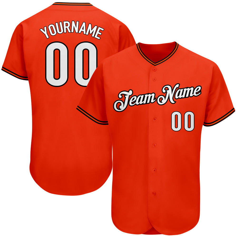 Custom Own Orange White Black Authentic Baseball Stitched Jersey Free ...