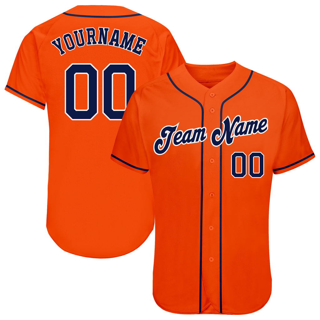 Custom Own Orange Navy White Authentic Baseball Stitched Jersey Free ...