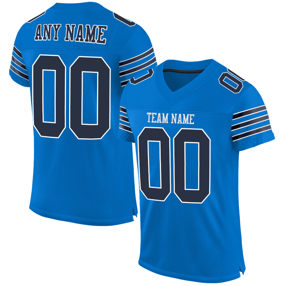 Custom Panther Blue Navy-White Mesh Authentic Football Jersey – Fiitg