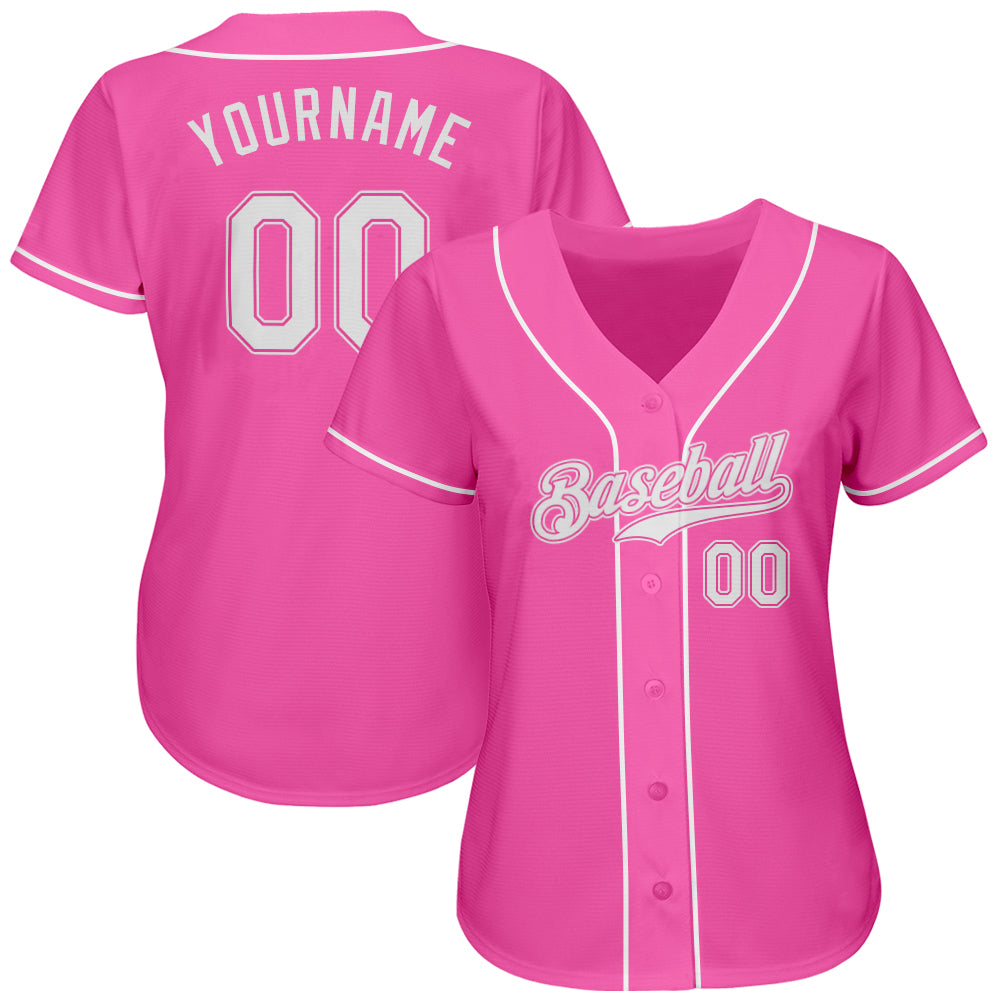 Pink White Authentic Baseball Jersey 