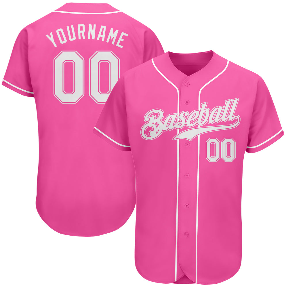 Pink White Authentic Baseball Jersey 