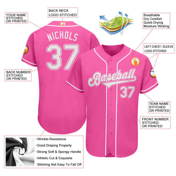 Custom Pink White Two-Button Unisex Softball Jersey Free Shipping – Fiitg