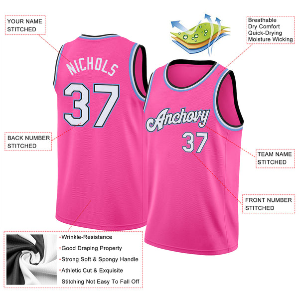 Custom Pink Light Blue-White Authentic Split Fashion Baseball Jersey