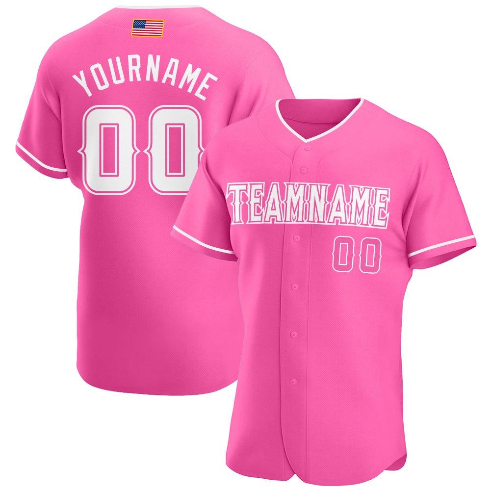 Custom Own Pink White Authentic Baseball Stitched Jersey Free Shipping ...