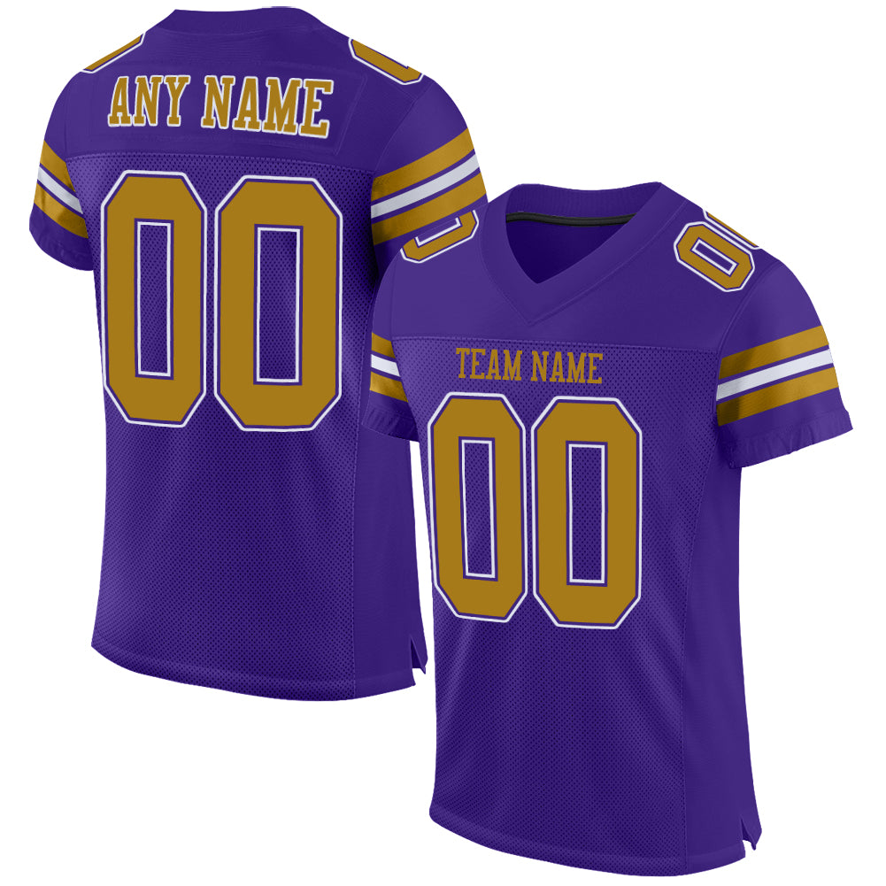 Custom Purple Old Gold-White Mesh Authentic Football Jersey – Fiitg
