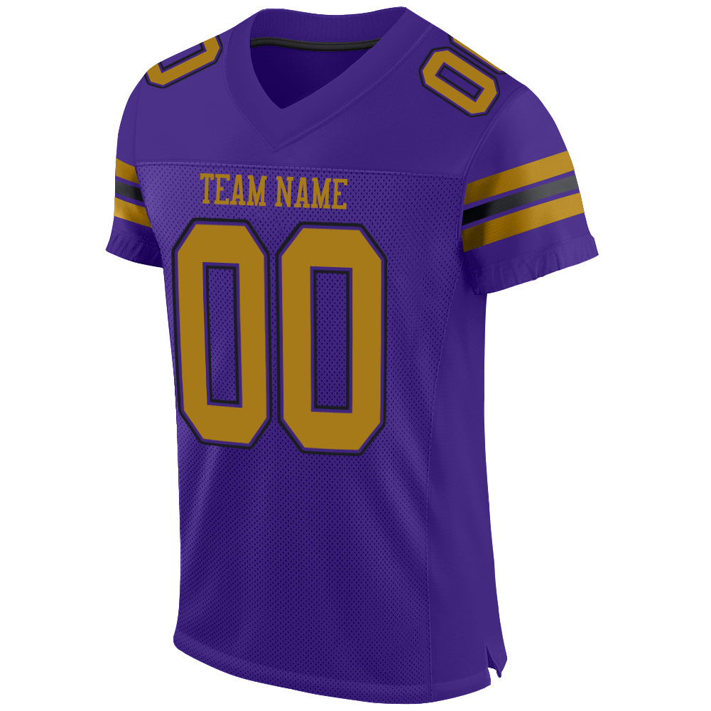 Custom Purple Old Gold-Black Mesh Authentic Football Jersey – Fiitg