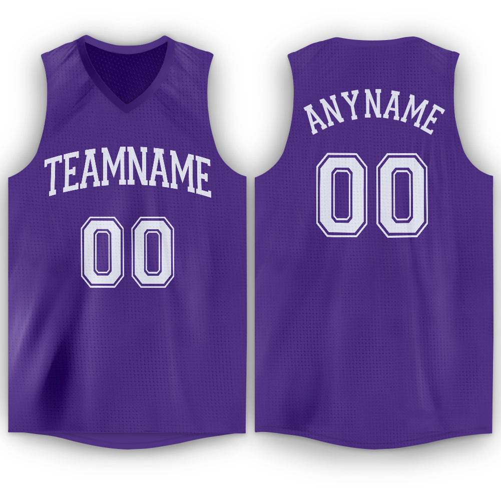 white and purple basketball jersey