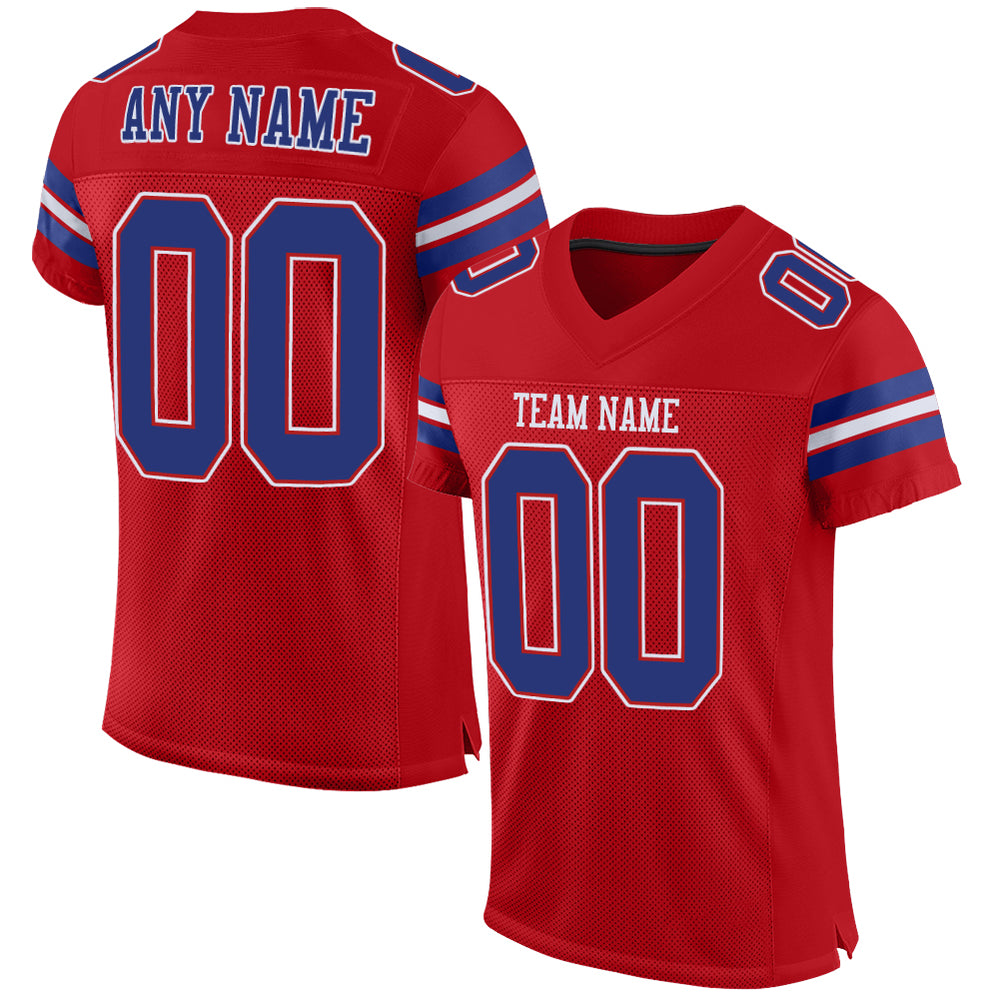 Custom Red Royal-White Mesh Authentic Football Jersey – Fiitg