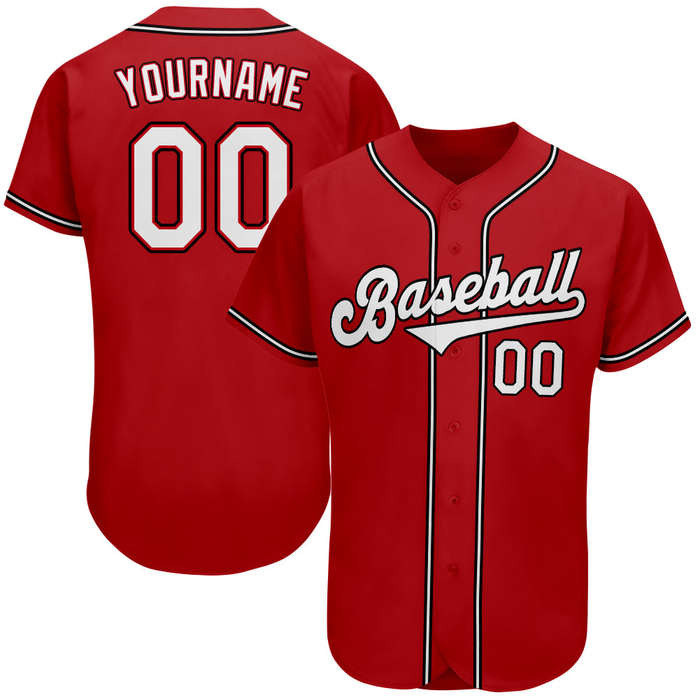 Custom Red White-Black Authentic Baseball Jersey – Fiitg