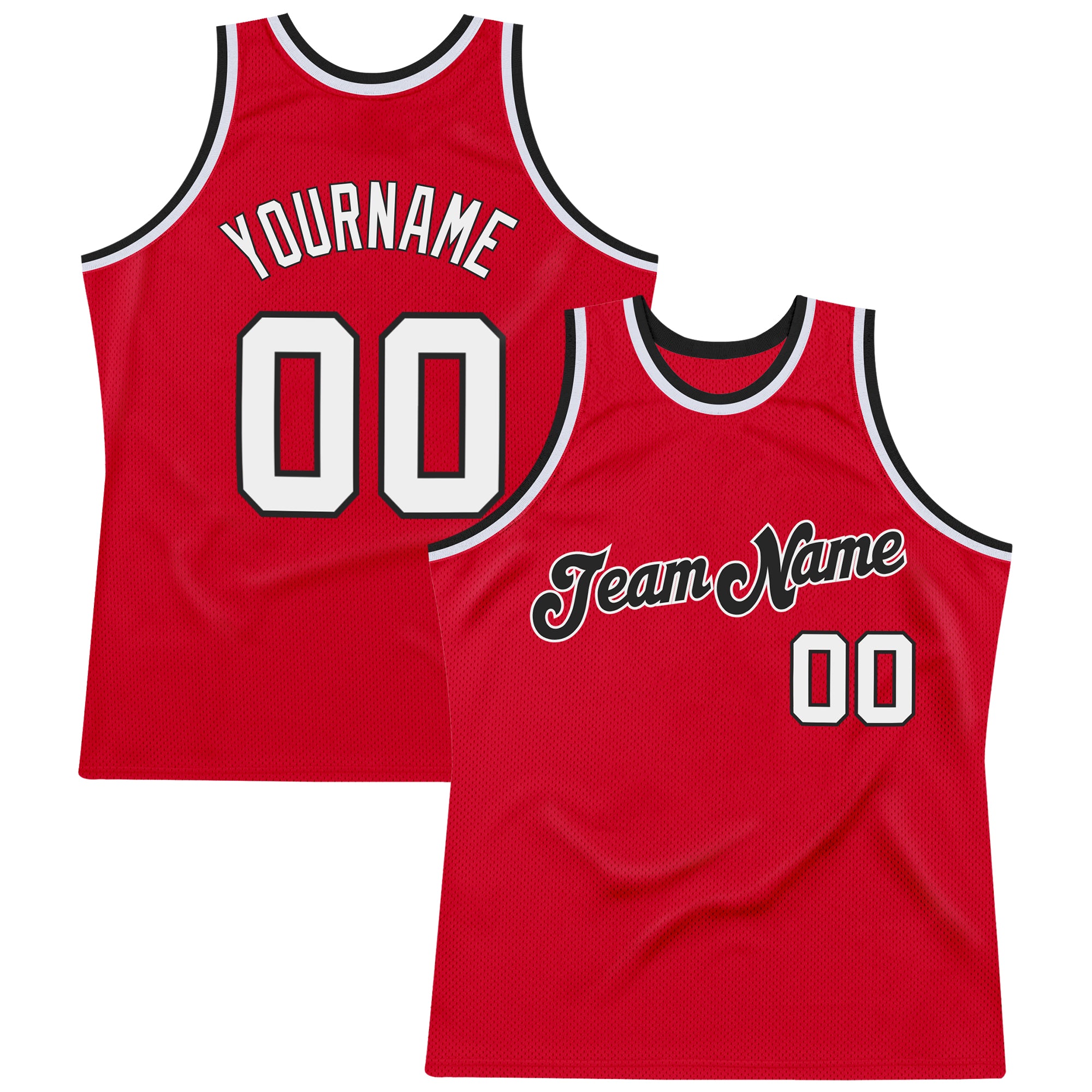 Custom Own Red White Black Authentic Basketball Stitched Jersey Free ...