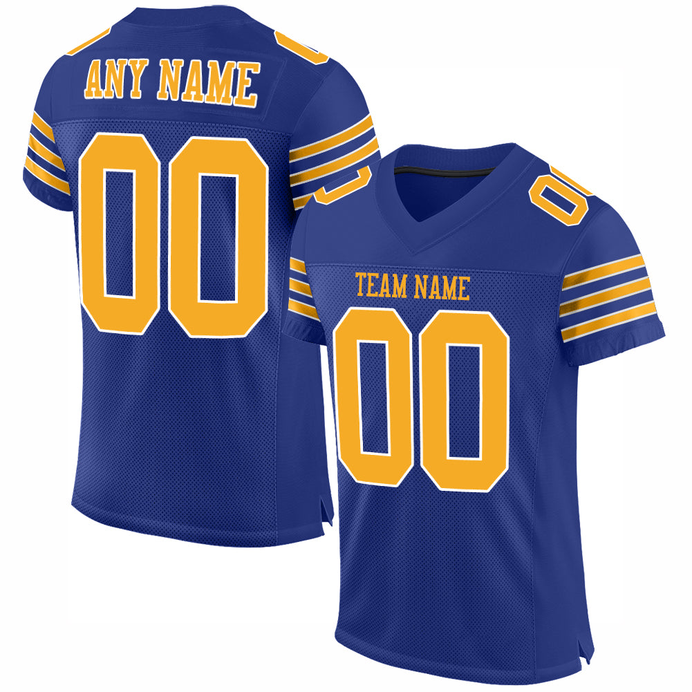 Custom Royal Gold-White Mesh Authentic Football Jersey Free Shipping ...