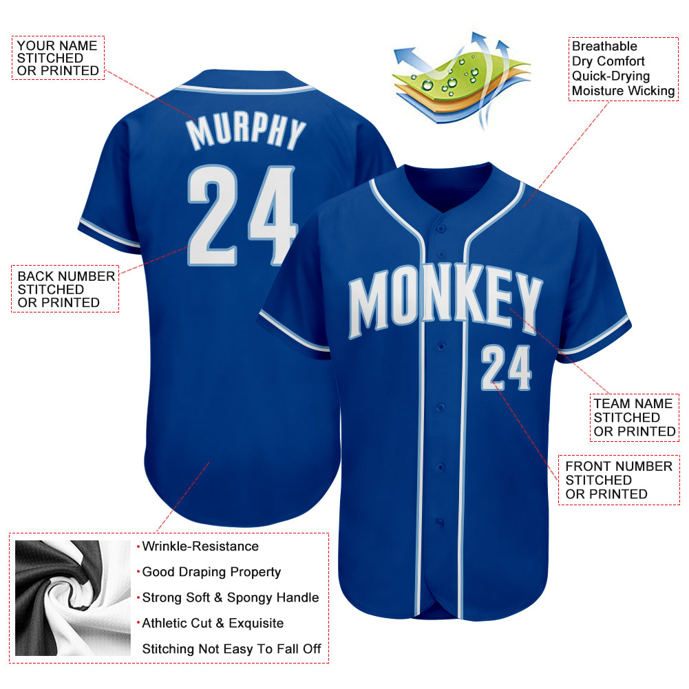 Custom Royal White-Light Blue Authentic Baseball Jersey – Fiitg