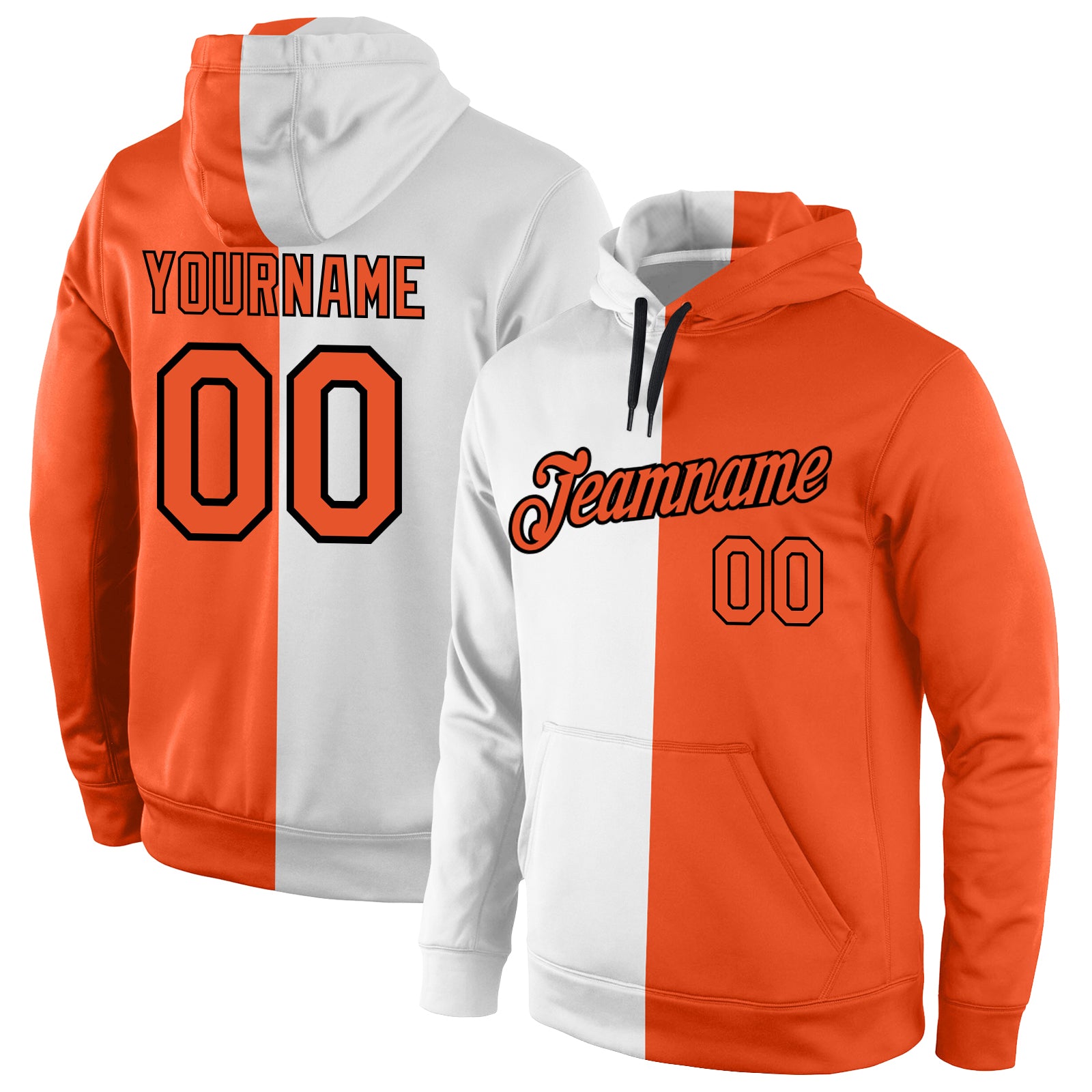 Custom Stitched White Orange-Black Split Fashion Sports Pullover ...