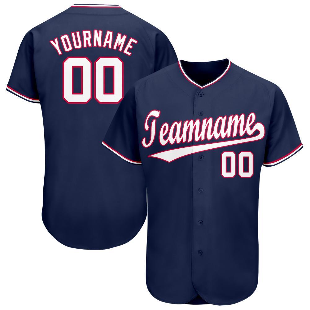 Custom Navy White-Red Baseball Jersey – Fiitg