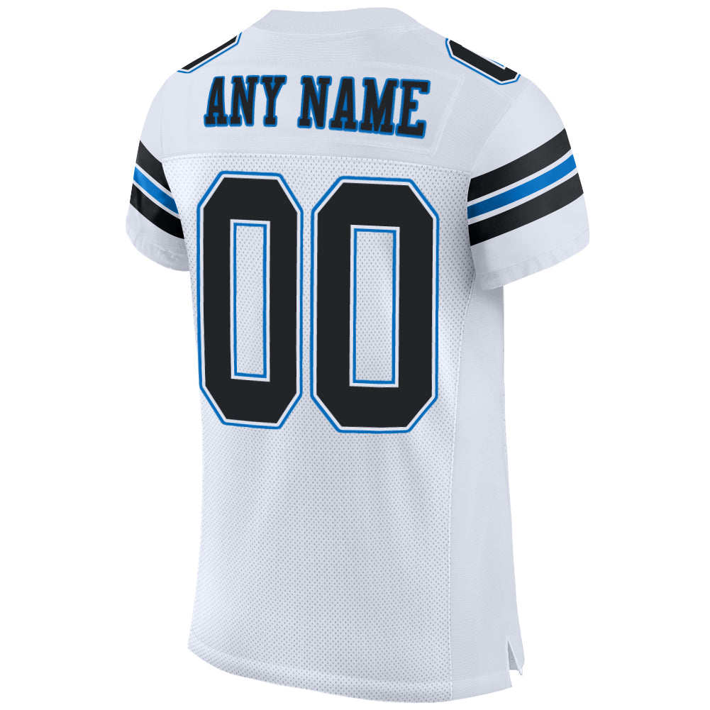 Custom White Black-Panther Blue Mesh Authentic Football Jersey – Fiitg