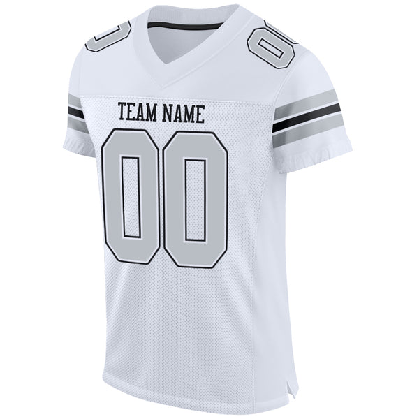 Custom White Silver-Black Mesh Authentic Football Jersey – Fiitg