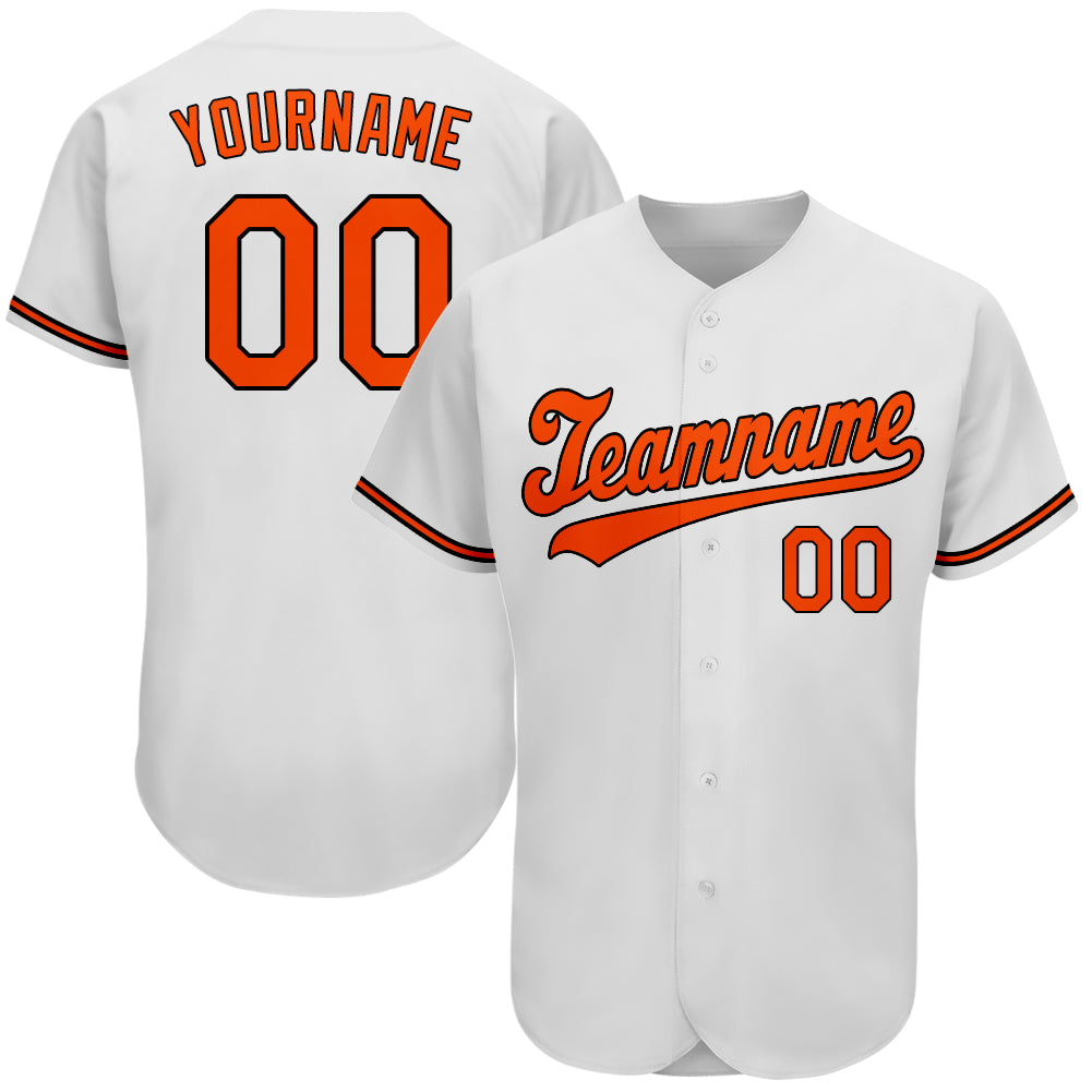 Custom White Orange-Black Authentic Baseball Jersey – Fiitg