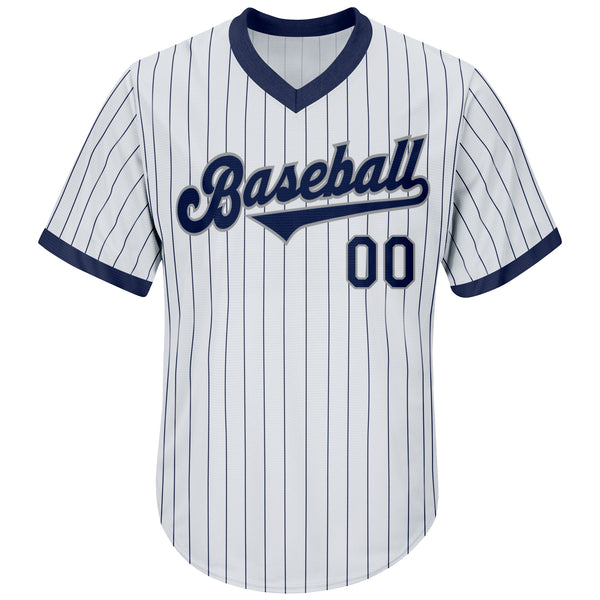 Custom Light Blue White Pinstripe Navy Authentic Baseball Jersey