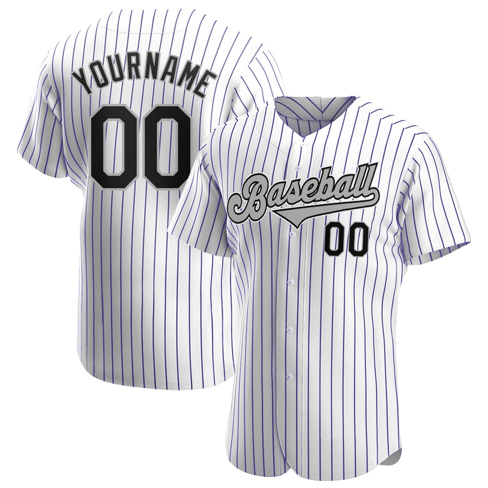 Custom White Purple Strip Black-Gray Authentic Baseball Jersey – Fiitg