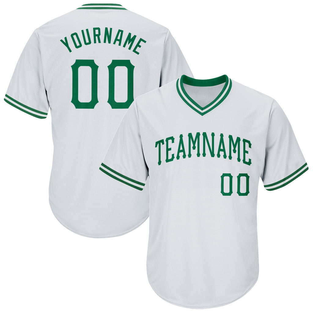 Custom Own White Kelly Green Authentic Baseball Stitched Jersey Free ...