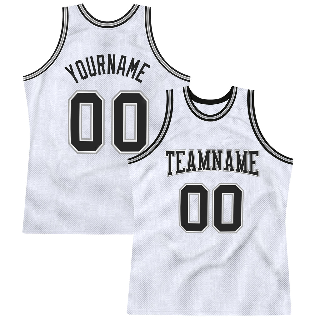 Custom Own White Black Silver Gray Basketball Stitched Jersey Free ...