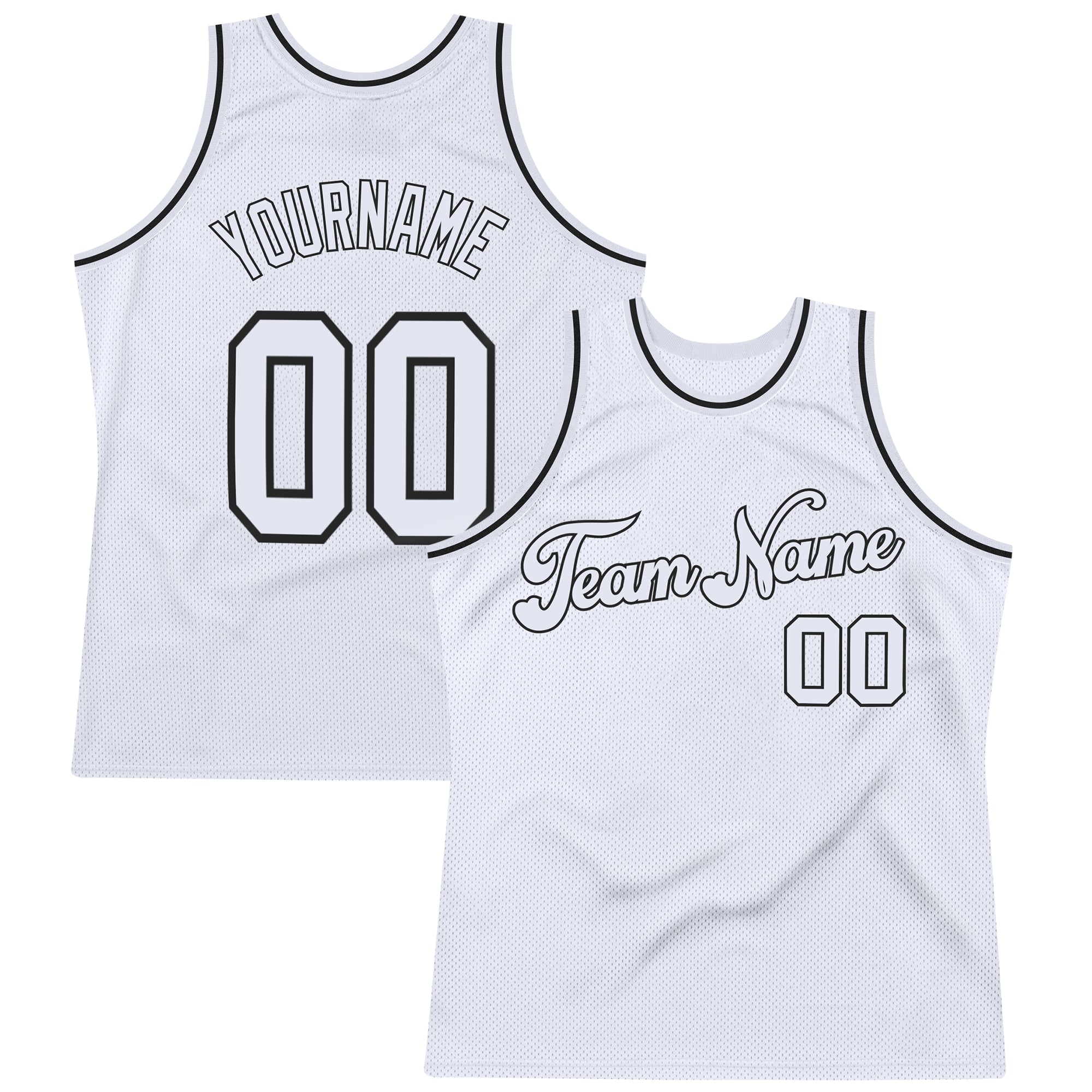 Custom Own White White Black Authentic Basketball Stitched Jersey Free ...