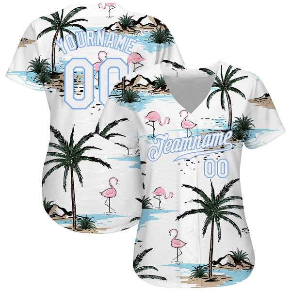 Cheap Custom White Royal 3D Pattern Design Beach Hawaii Palm Trees