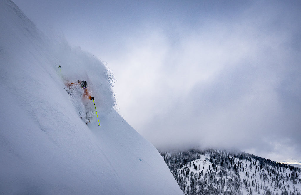 Side angle of Engerbretson skiing