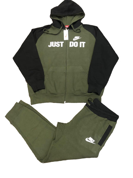 olive green nike jogging suit mens