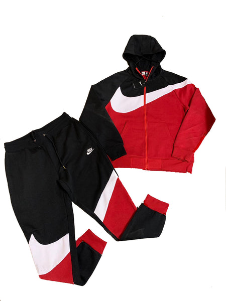 black and red nike jogging suit