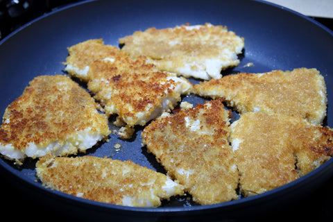 The battered fish in a pan