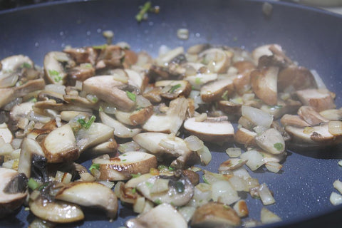 roasted mushrooms in a frying pan