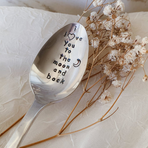 I Love You To The Moon & Back Stainless Steel Hand Stamped Keychain – Via  Francesca