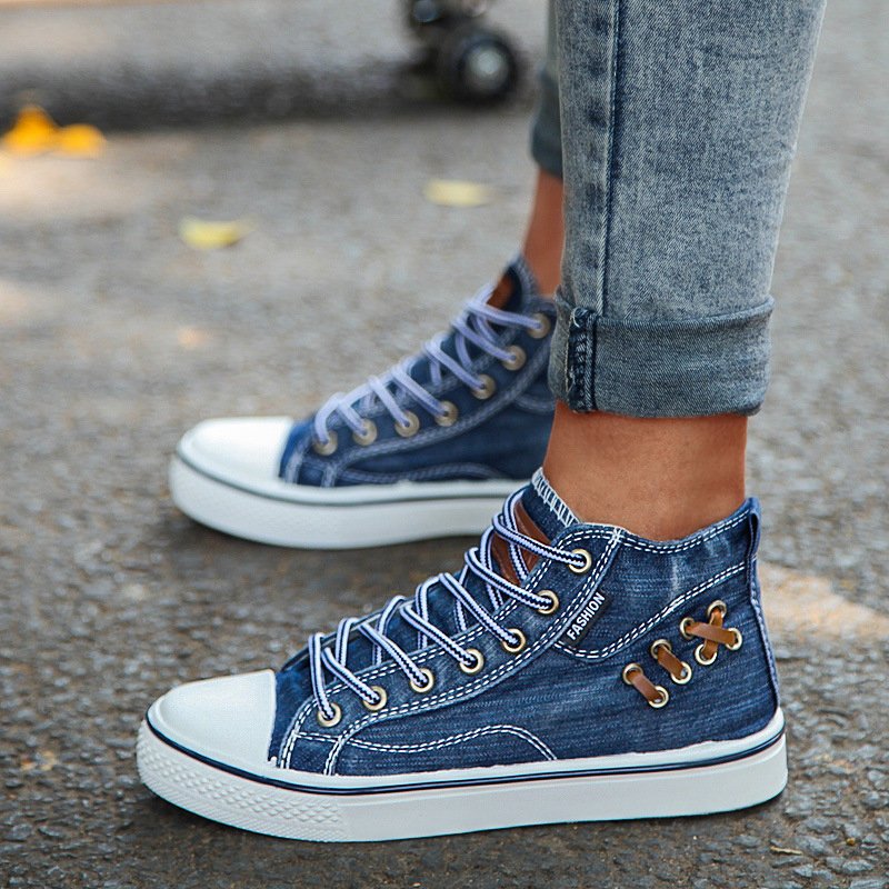 High Top Canvas Denim Shoes Sneakers – Mensootd