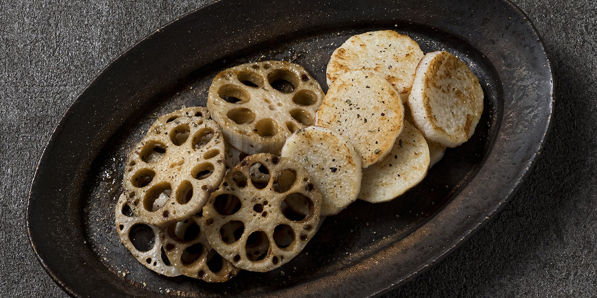 Lotus root cooked as vegetables