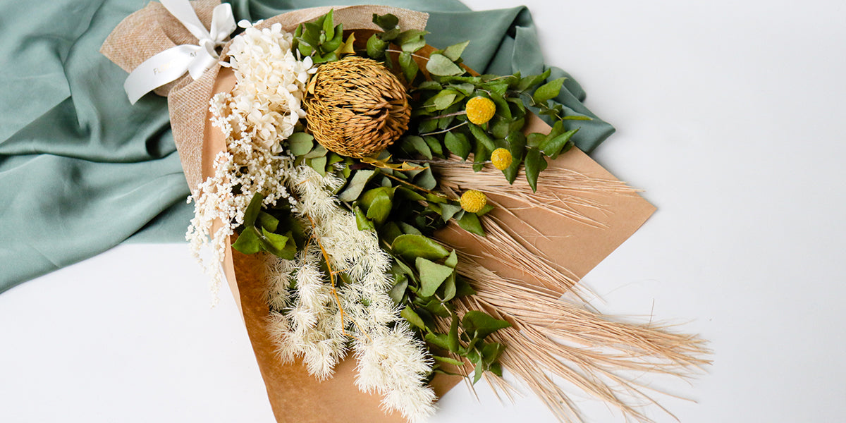 Emu Feather Australian Native Dried Flower Bouquet by Flowers Across Australia