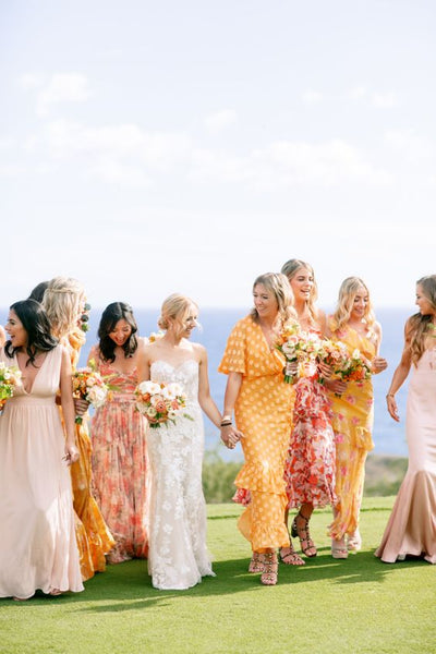 hawaii bridesmaids dresses yellow