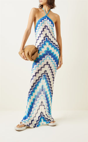 Alexis Celestine Chevron-Knit Maxi Halter Dress