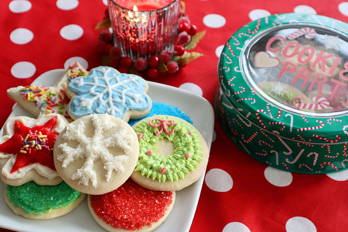 plate of holiday sugar cookies