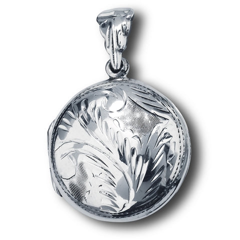 sterling silver etched round locket