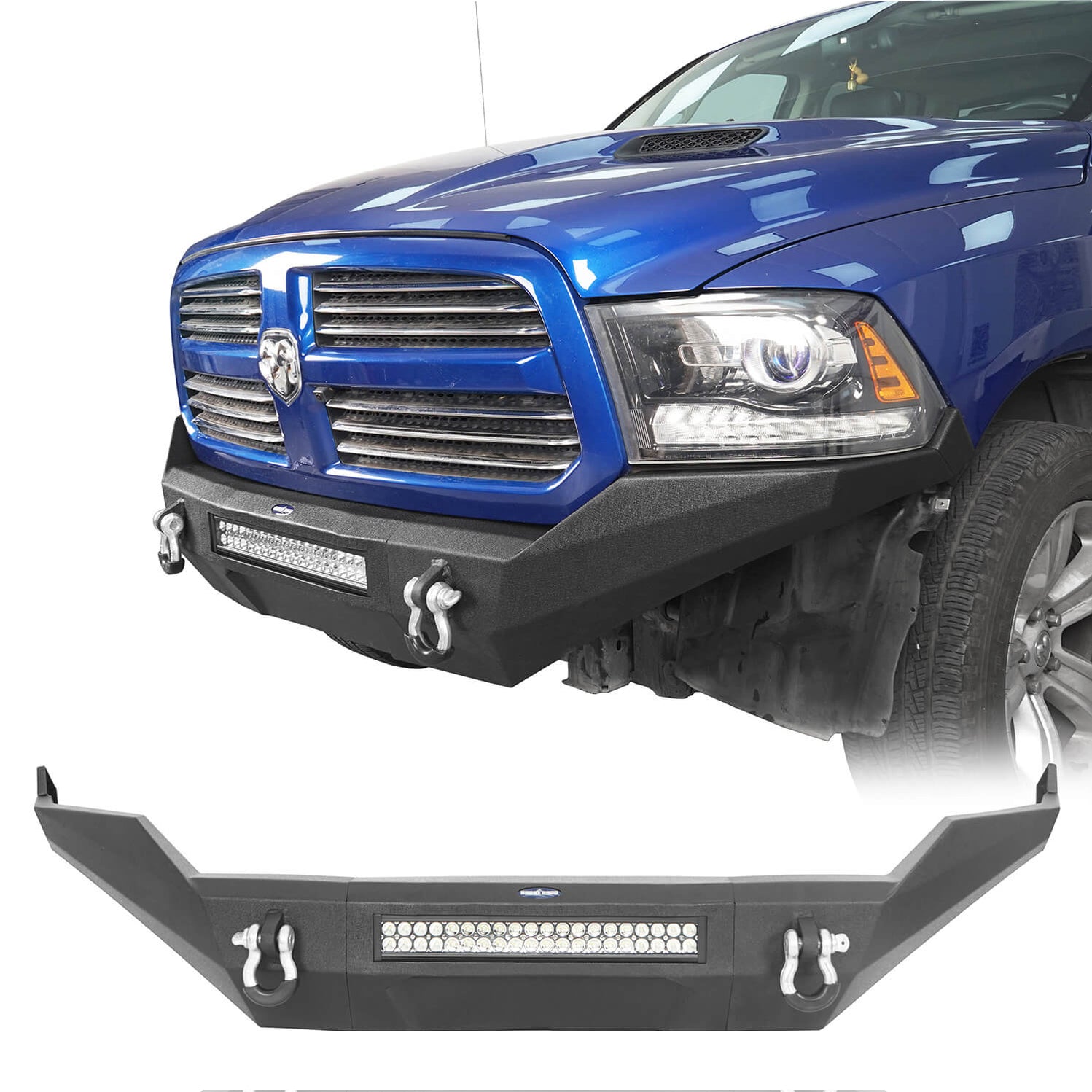 Ram Full-Width Front Bumper w/LED Light Bar for 2013-2018 Ram 1500 ...