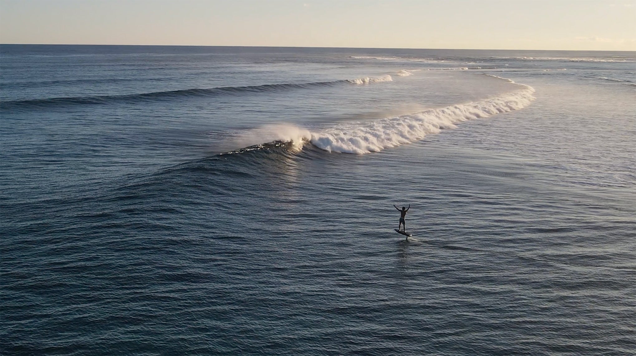 James Jenkins wave riding on an efoil