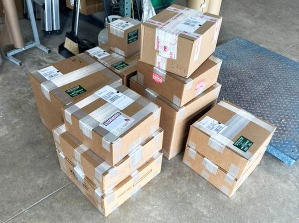 stack of shipping boxes